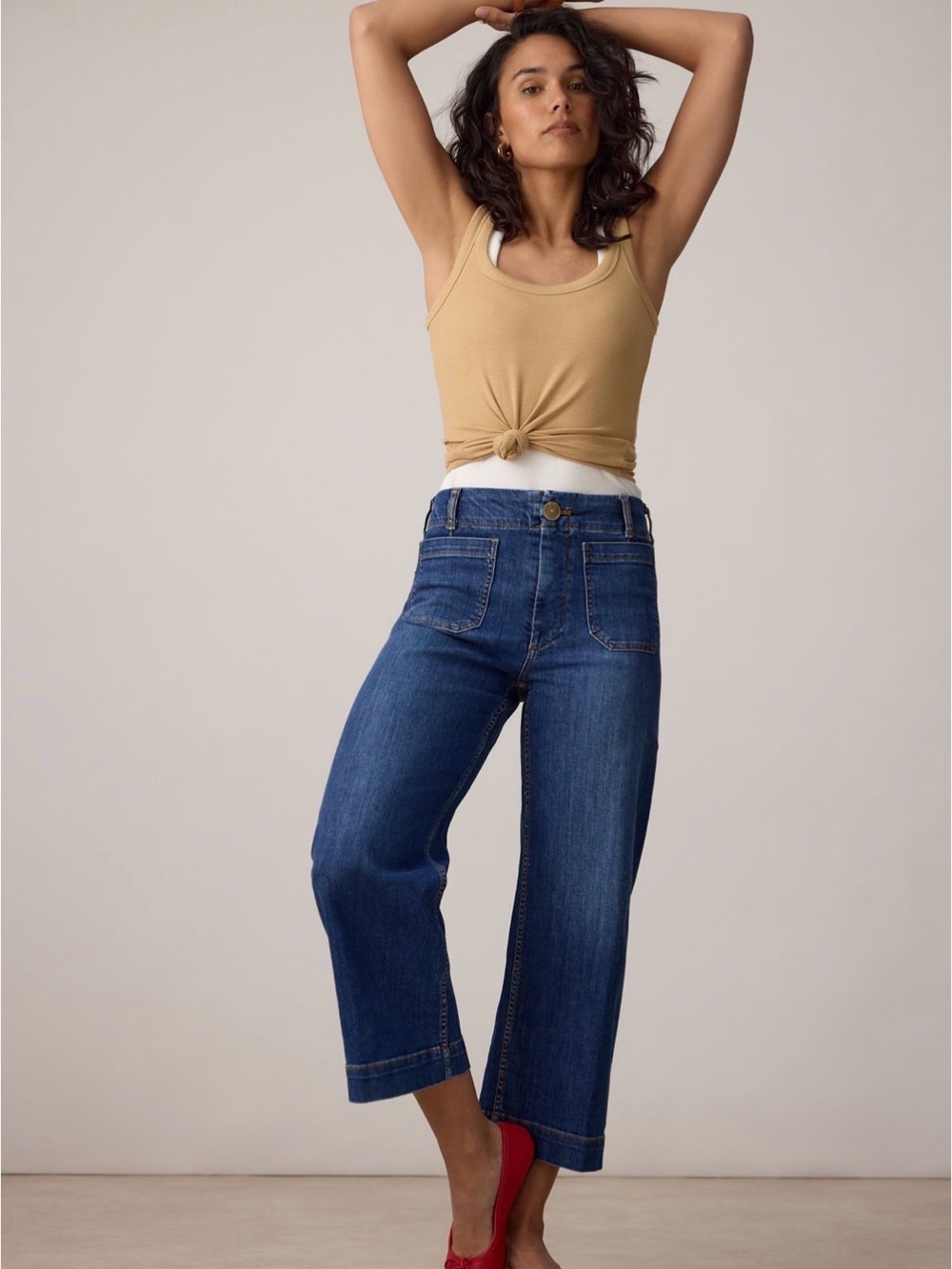 Maeve Colette High Rise Wide Leg Cropped Jeans